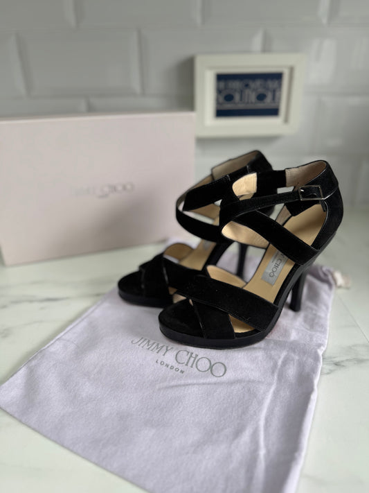 Jimmy Choo Florek Suede Platform Sandals - Black