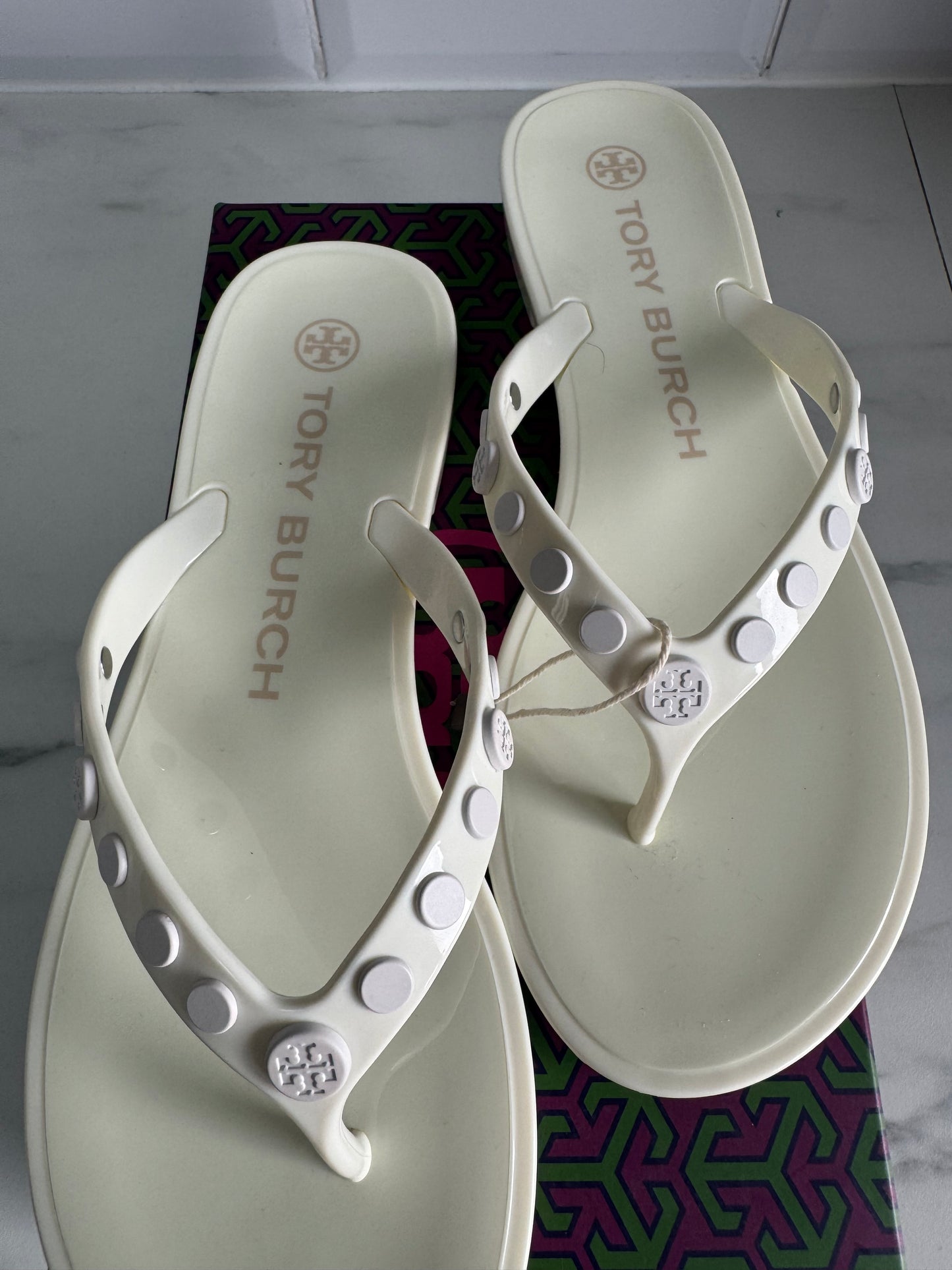 Tory Birch Flip Flops - White
