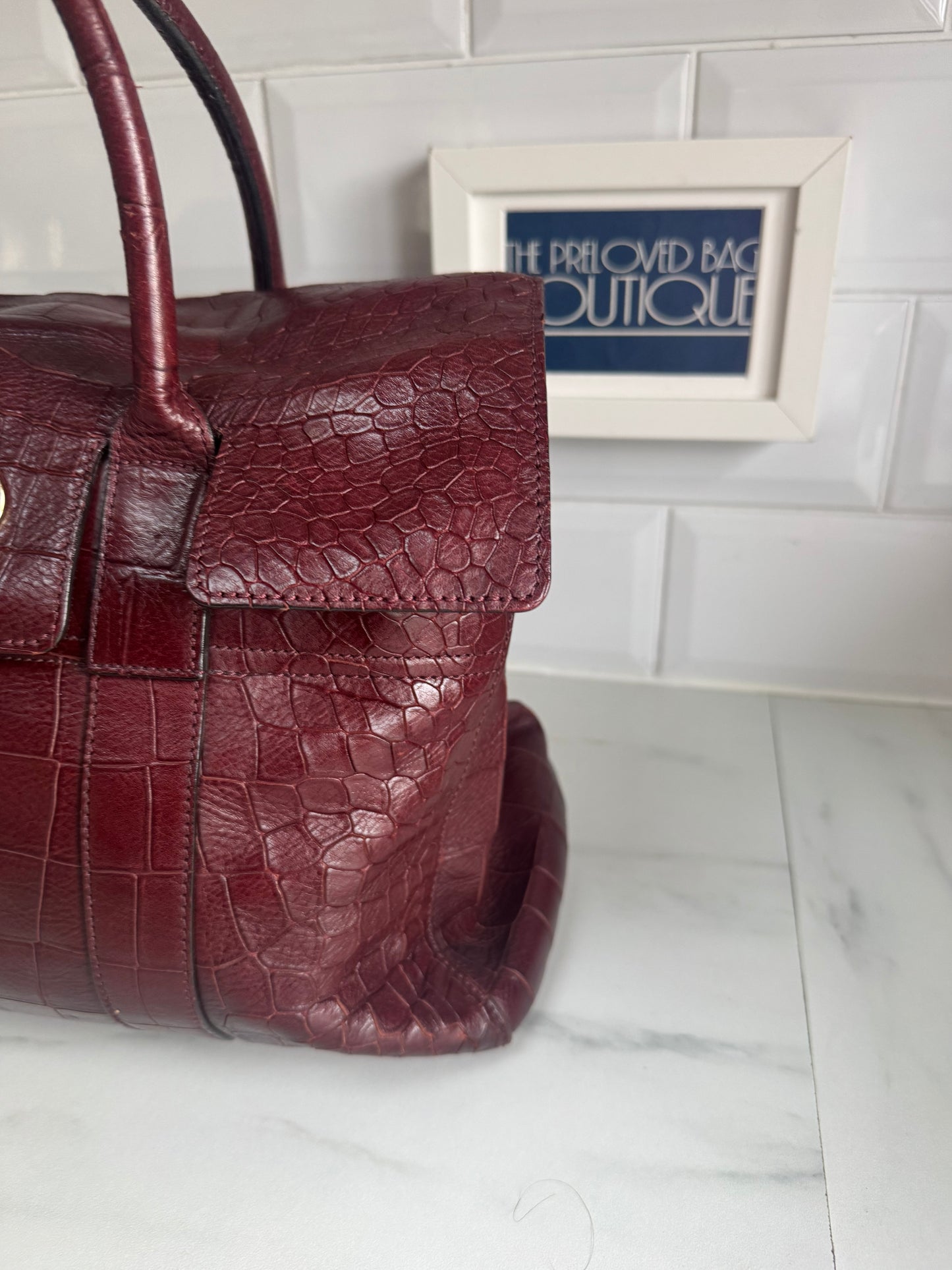 Mulberry Bayswater - Oxblood Croc Embossed