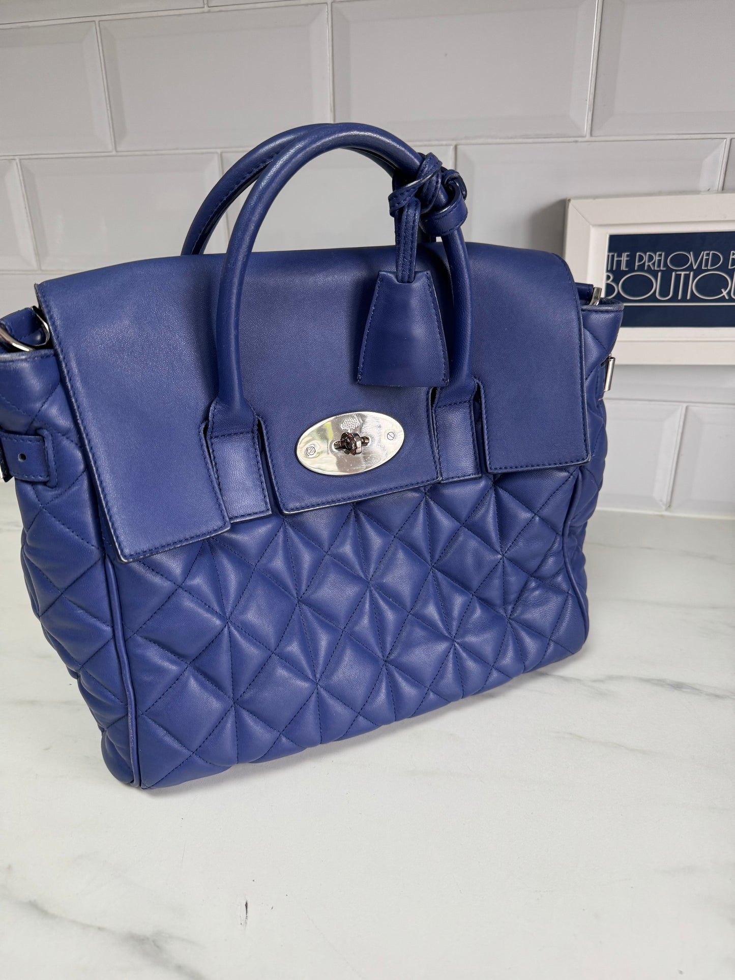 Mulberry Medium Quilted “Cara Delevingne” Backpack - Indigo Blue