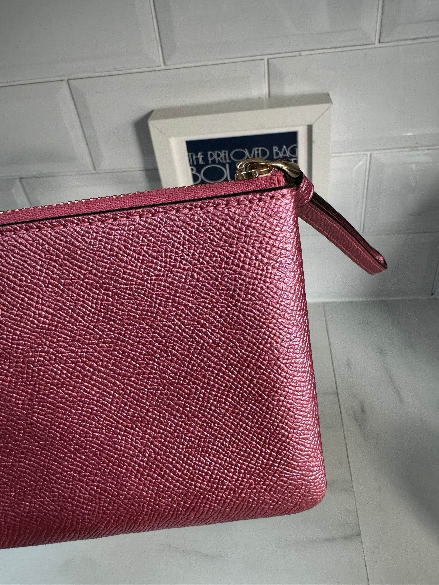 Coach Wristlet Pouch - Metallic Pink