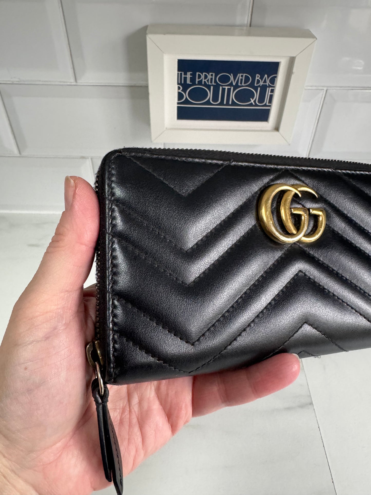 Gucci GG Marmont Zip Around Wallet - Black