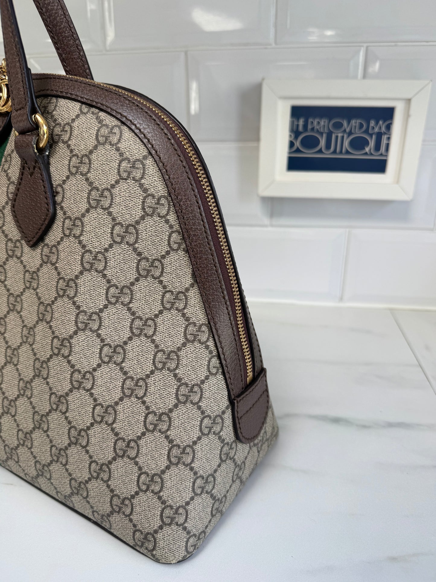 Gucci Ophidia GG Supreme Dome Bag - Grey, Red, Brown and Green