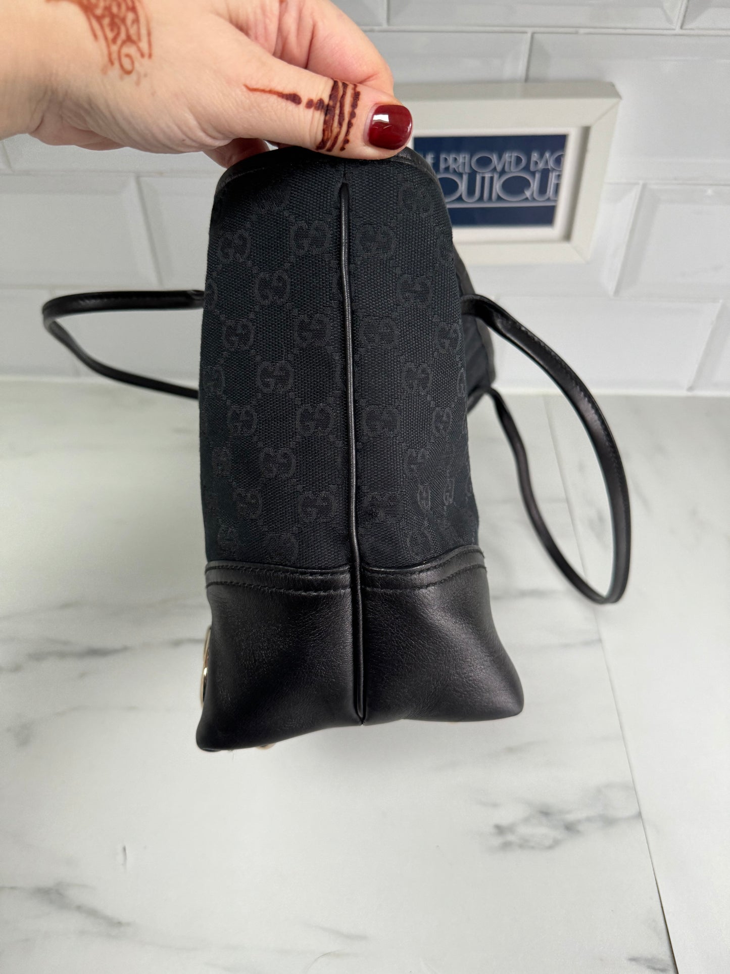 Gucci Monogrammed Tote - Black