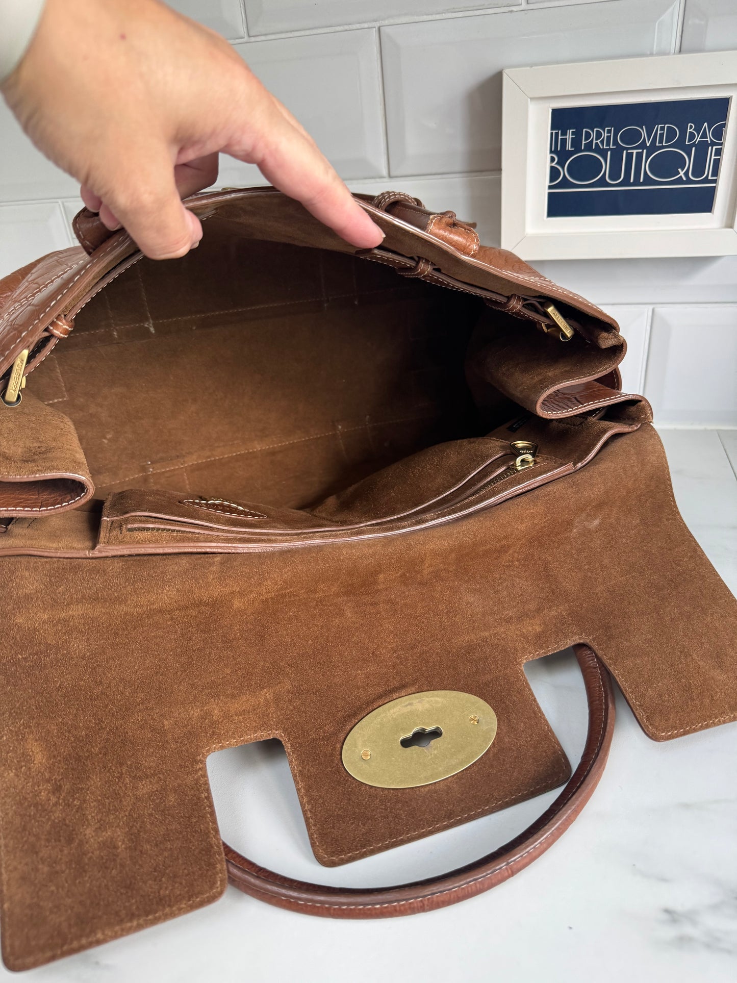 Mulberry Croc Embossed Bayswater - Oak