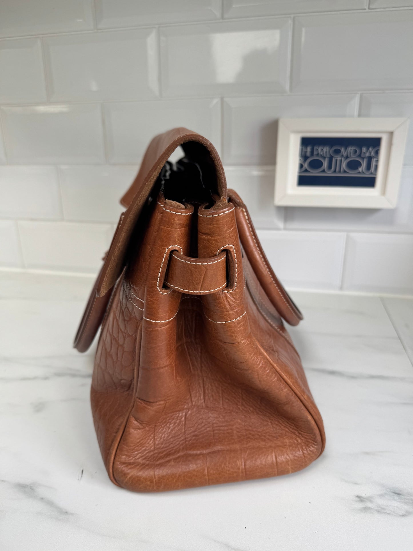 Mulberry Croc Embossed Bayswater - Oak