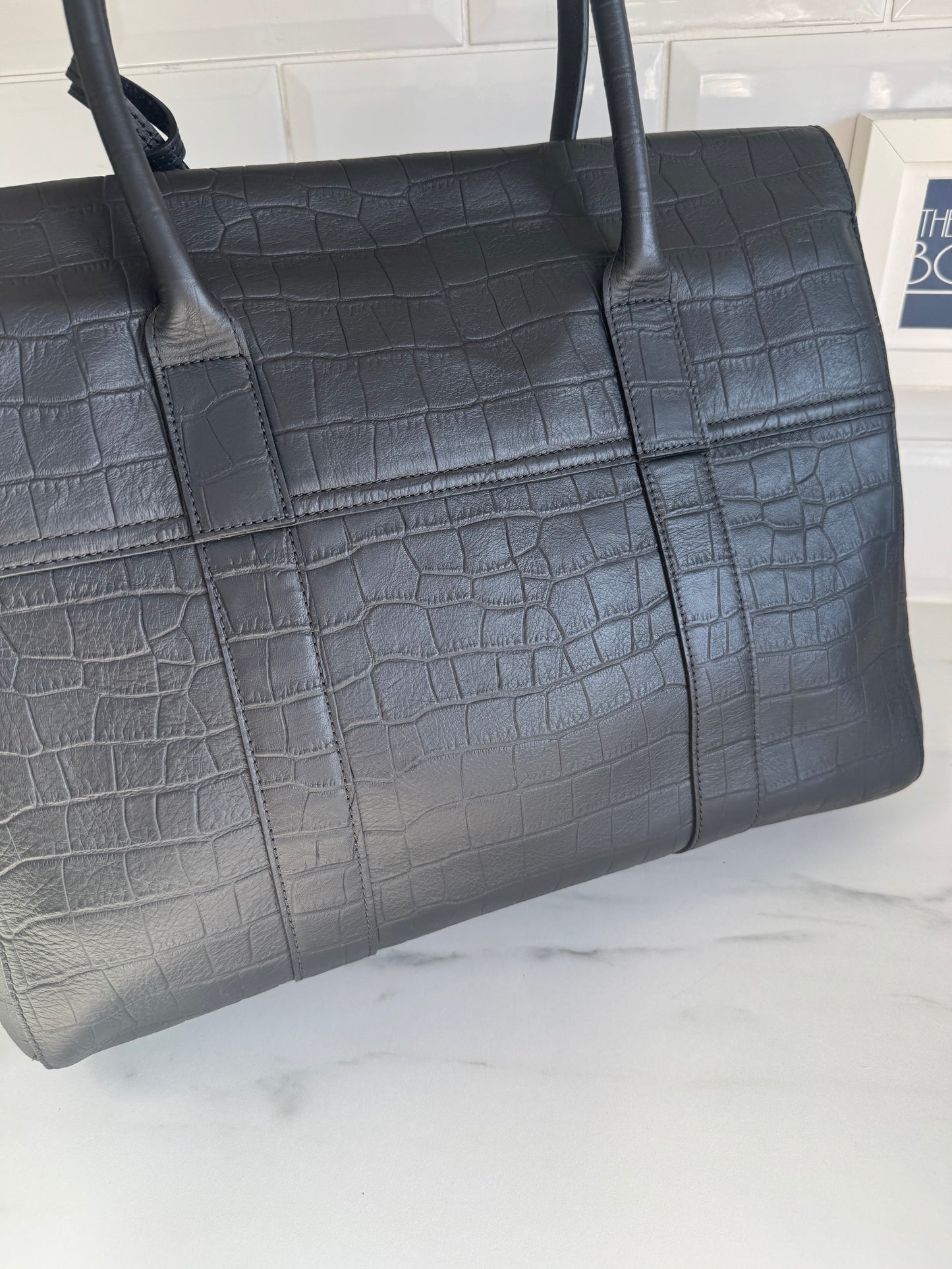 Mulberry Matte Croc Embossed Bayswater - Black