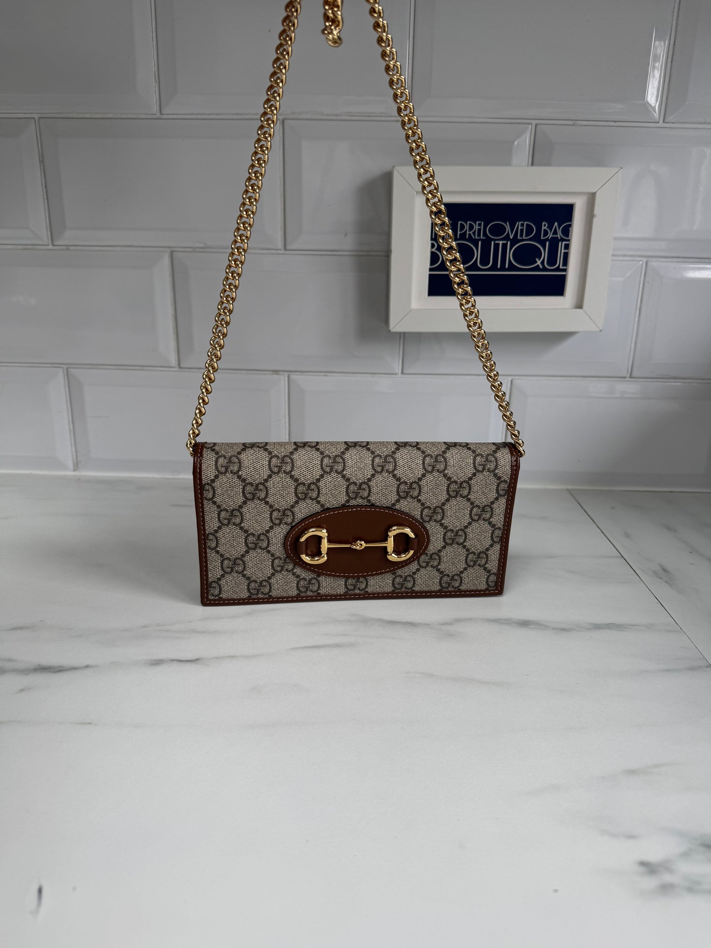 Gucci Horsebit Wallet on Chain - Brown and Beige