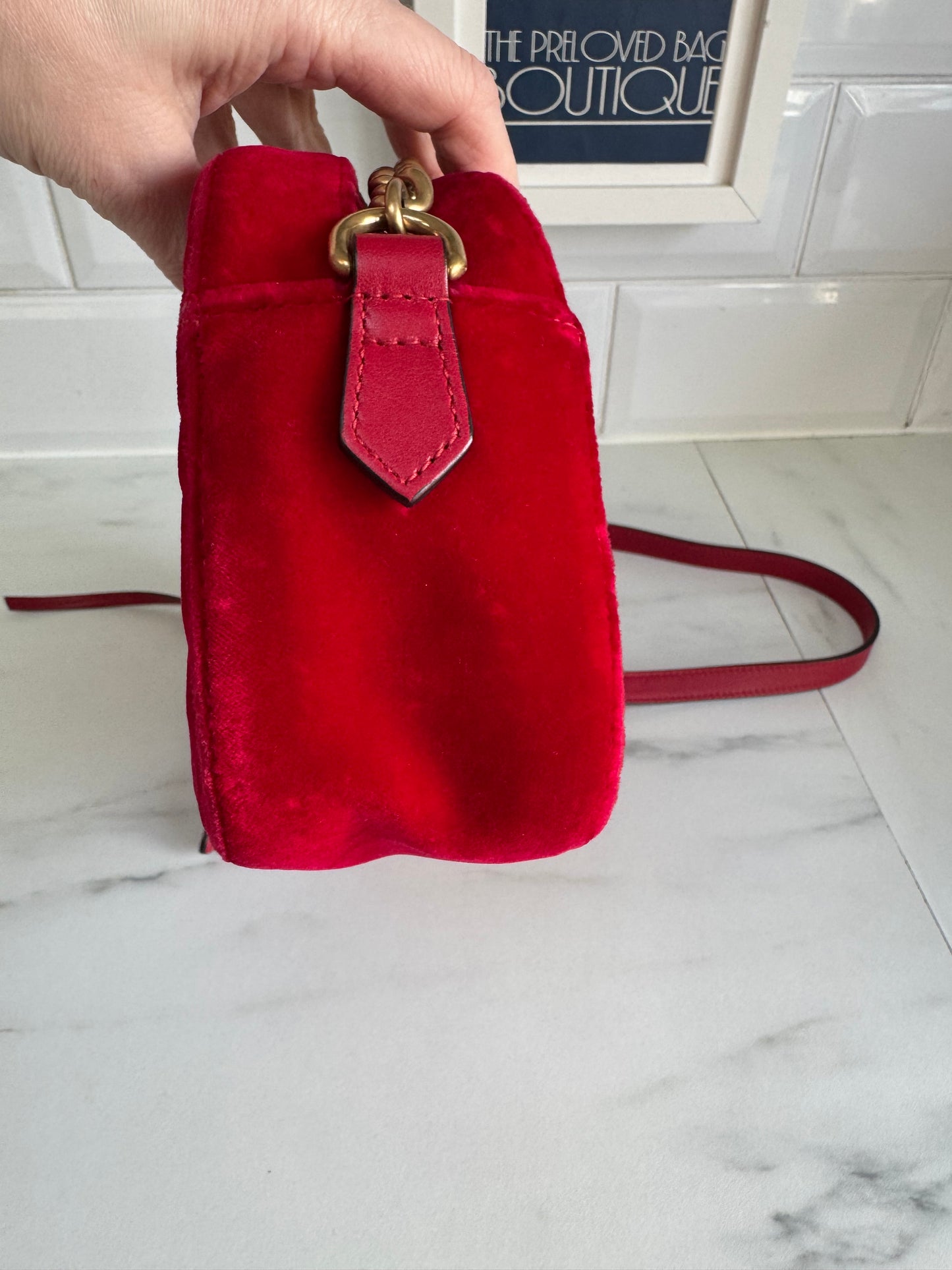 Gucci Marmont Small Camera Bag - Red Velvet
