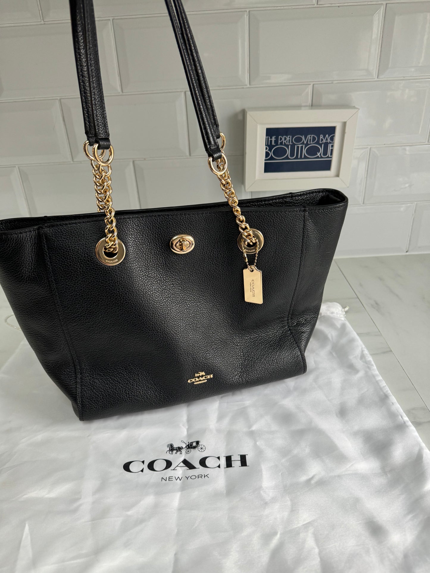 Coach Turnlock Tote Black