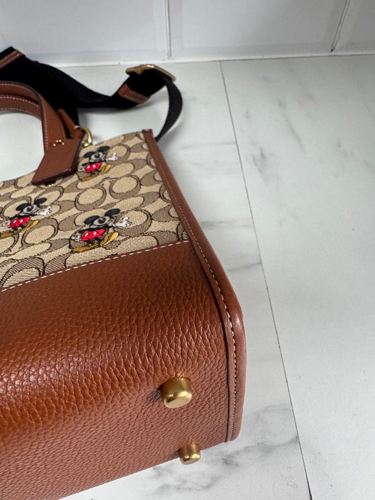 Coach Mickey Mouse Tote - Brown, Black and Red