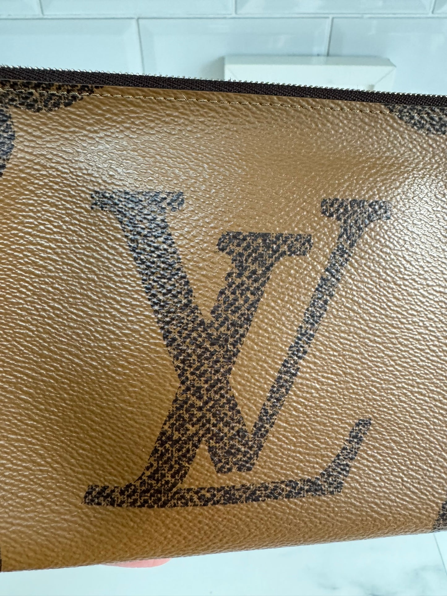 Louis Vuitton Double Zip Pochette in Giant Reverse Monogram Canvas