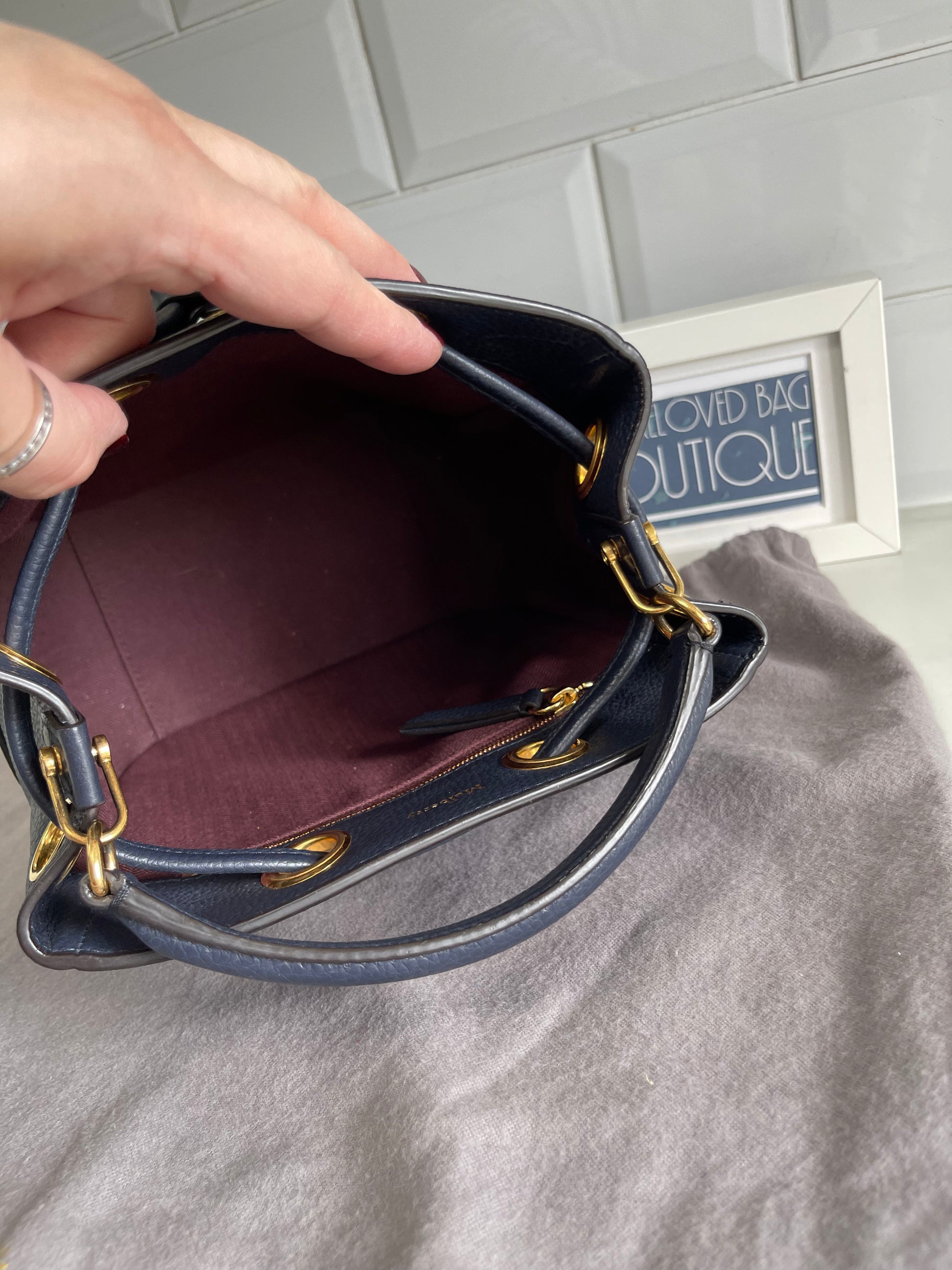 Mulberry Small Hampstead Dark Navy The Preloved Bag Boutique