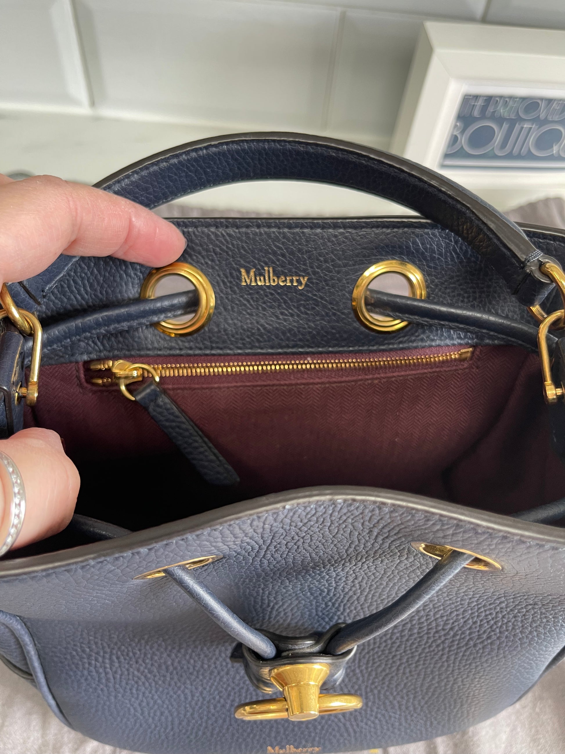 Mulberry Small Hampstead Dark Navy The Preloved Bag Boutique