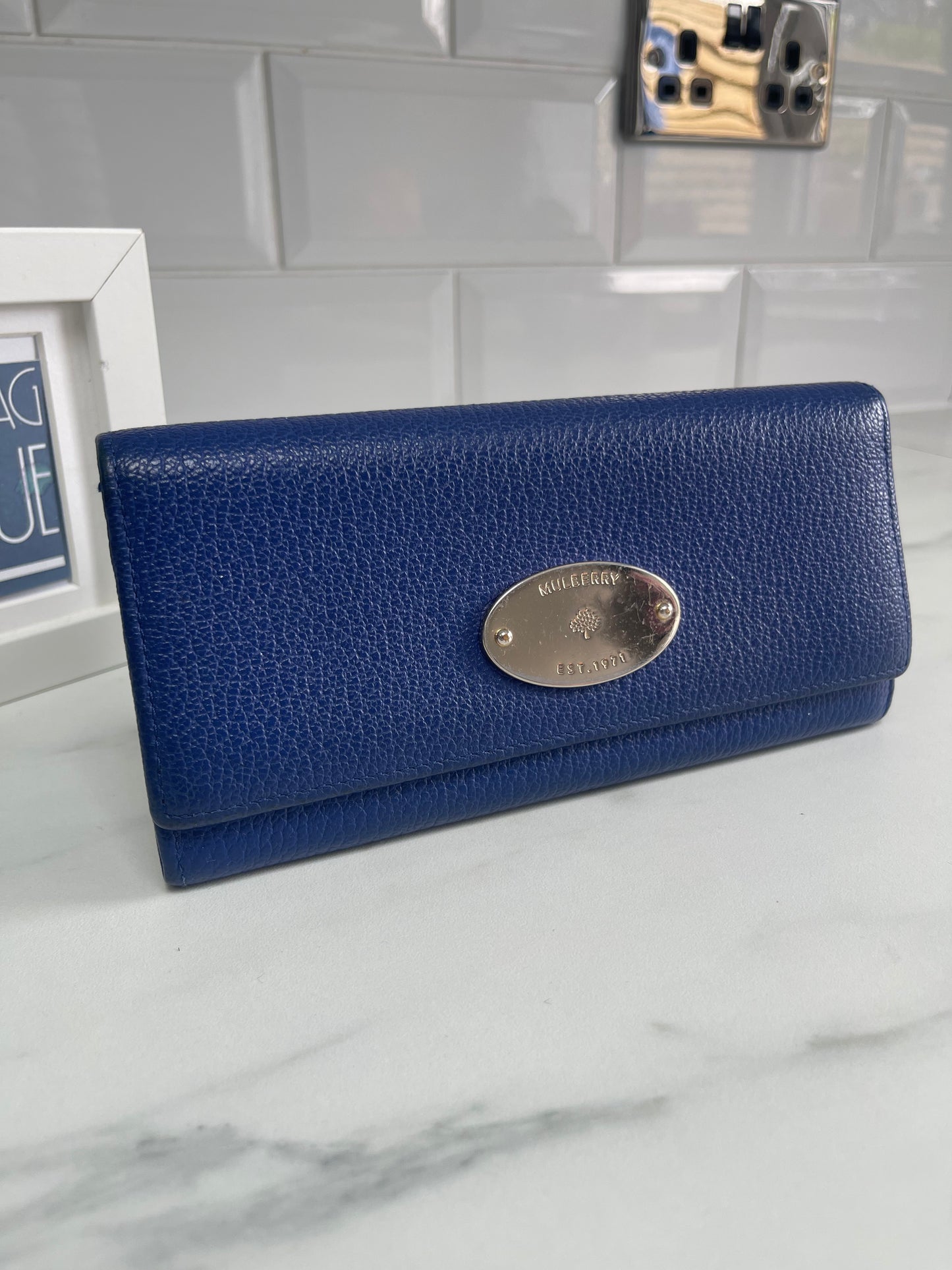 Mulberry Continental Plaque Wallet - Neon Blue